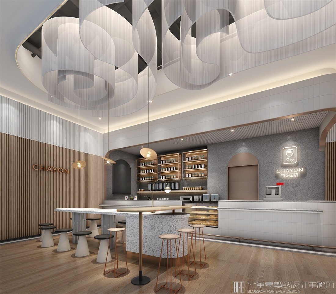 【茶研工坊】奶茶店餐飲空間設計案例圖片 3