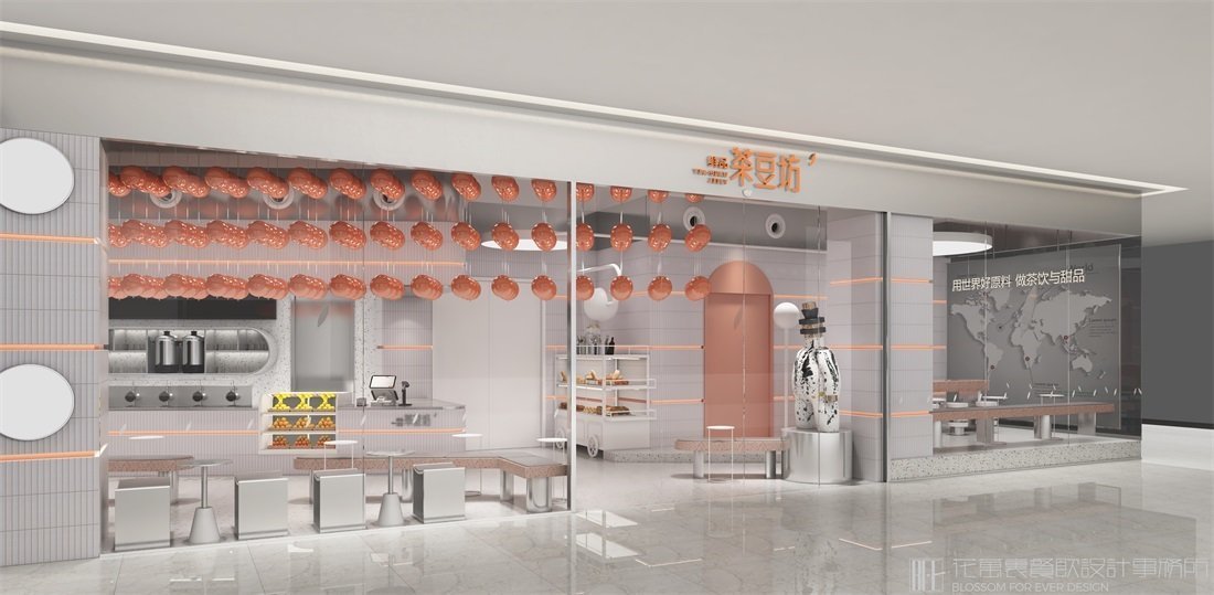 【茶豆坊】奶茶店餐飲空間設(shè)計(jì)案例圖片 1